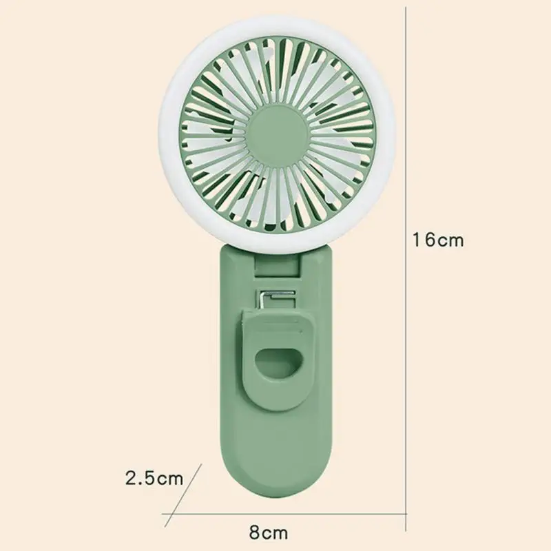 

Portable Handheld Simple Fill Light Clip Fan Multifunction USB Charging 3 Level Dimmable Mini Fan Mobile Selfie Fill Lamp 3Color