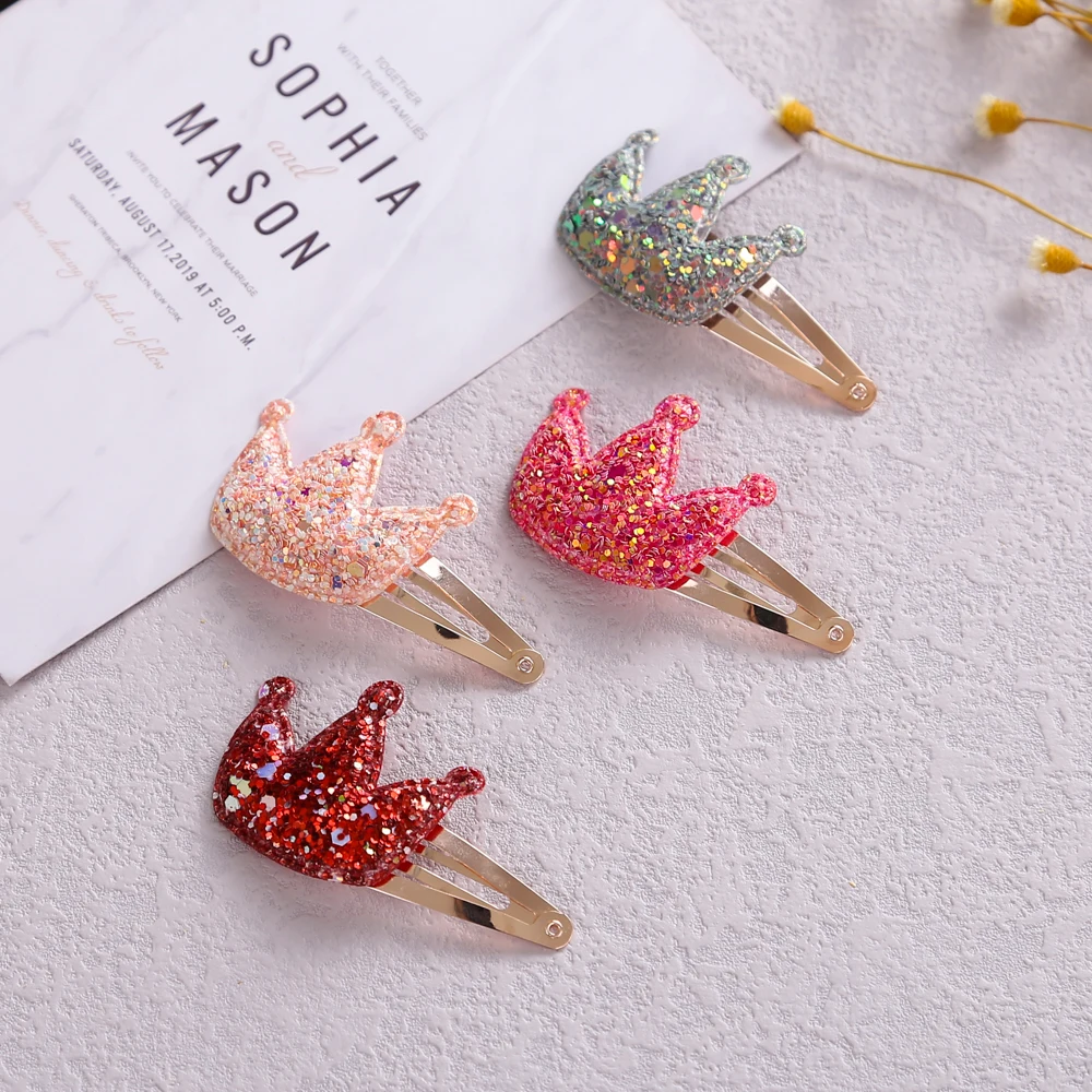 

Korea Fashion Hair Clips For Girls Crown Pattern Headwear Glitter Paillette Barrettes Alloy Kids Hairpins Hair Accessories 2021