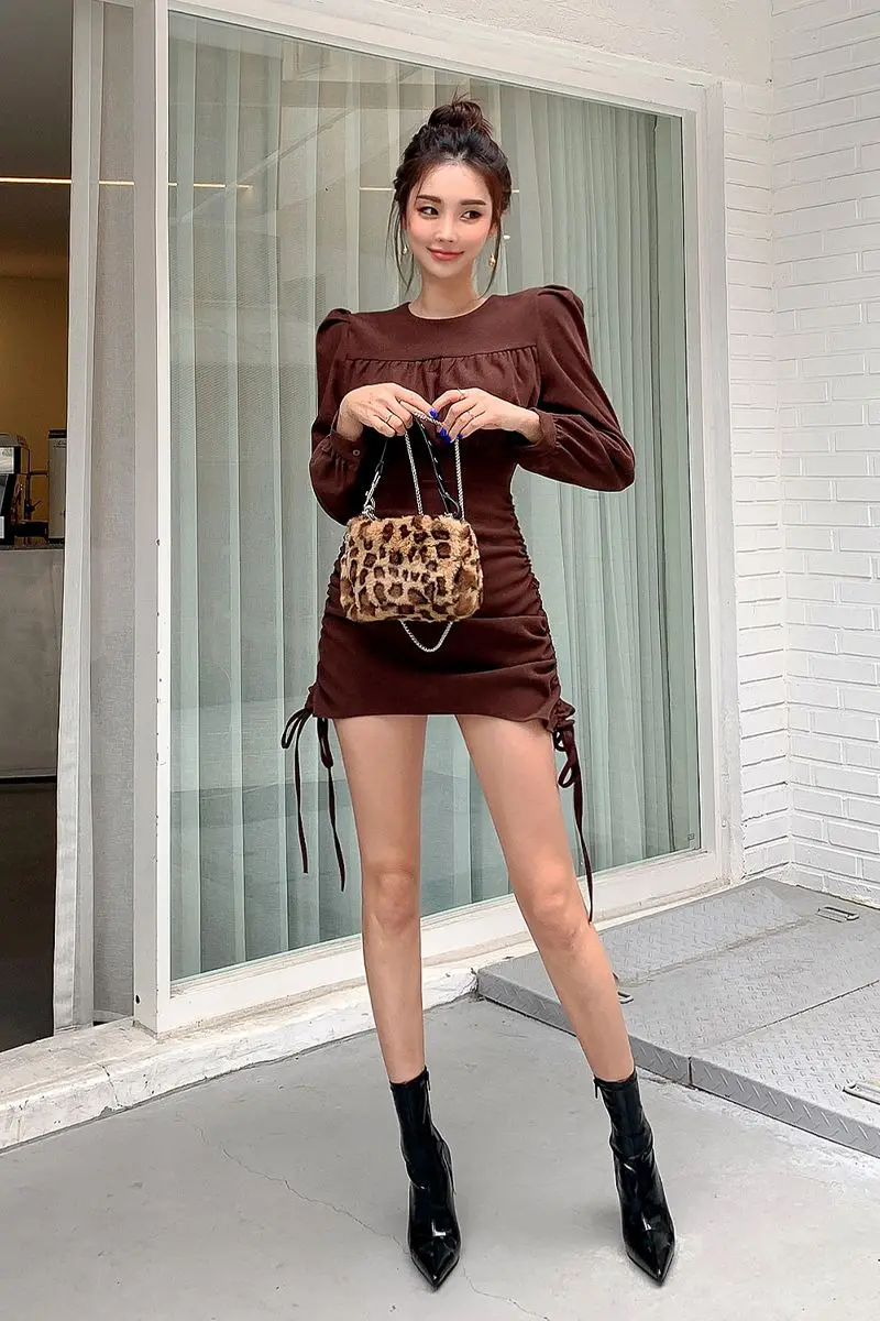 

COIGARSAM Women dress Winter O-Neck Dresses 5366