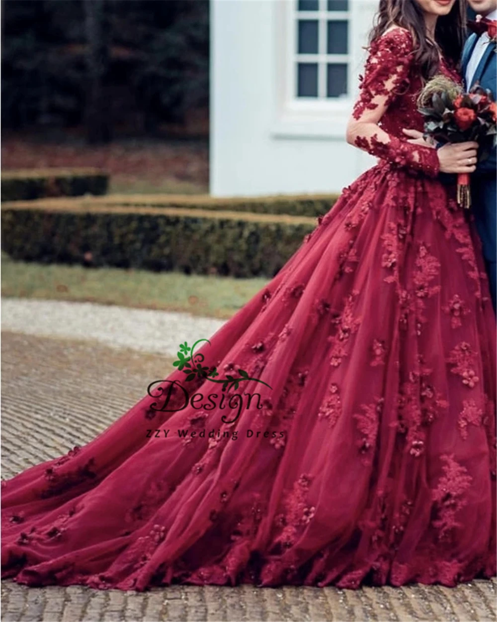

Muslim Illusion Full Sleeves Appliques 3D Flowers Quinceanera Dresses Saudi Arabia Girl's Pageant Dress Formal Party 2019