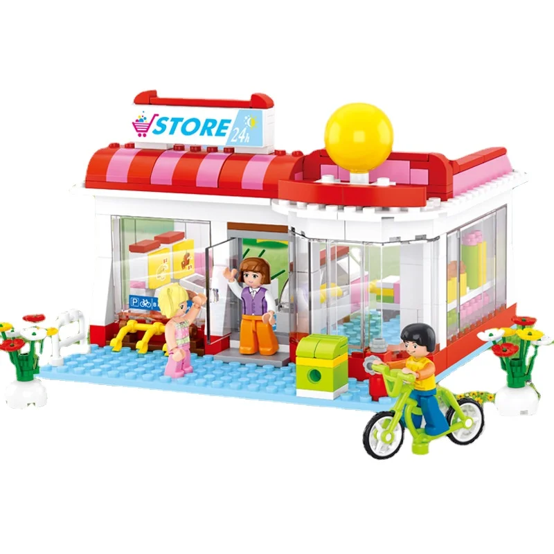 

SLuban 0529 City Street View Supermarket Building Blocks 289PCS Girls Small Particles Educational Bricks Toys Christmas Gifts