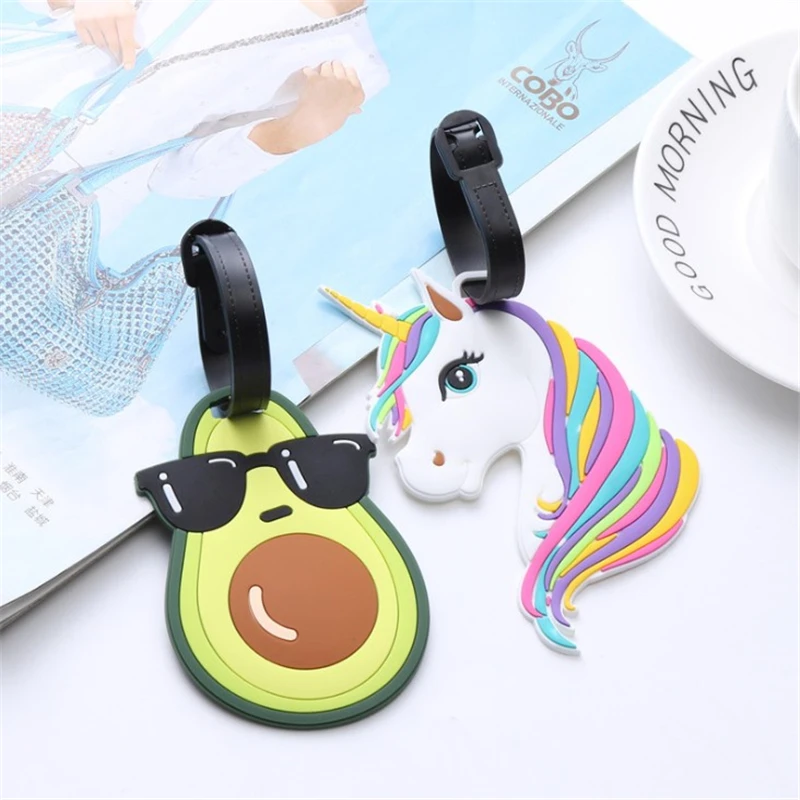 Cartoon Luggage Tags Silica Gel Suitcase ID Address Label Holder Baggage Boarding Tags Travel Accessories