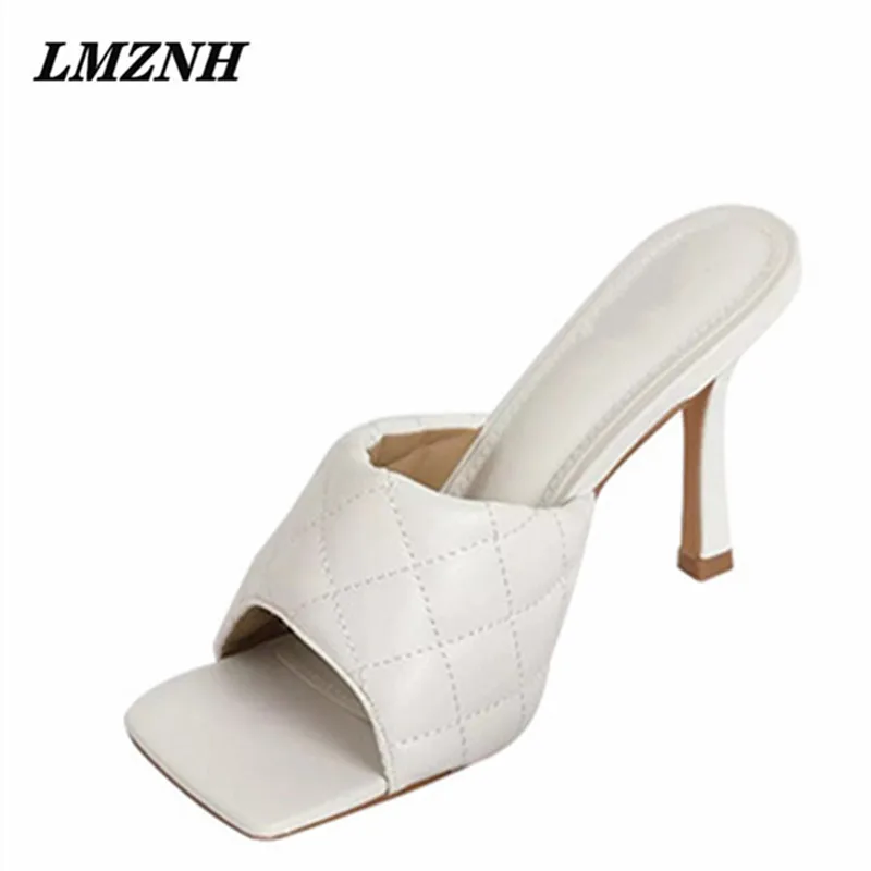 

New Summer Designer Women's Shoes Square Toe Wine Glass Heel Comfortable Women's Shoes Flip Flop All-Match Open-Toed Women Pumps