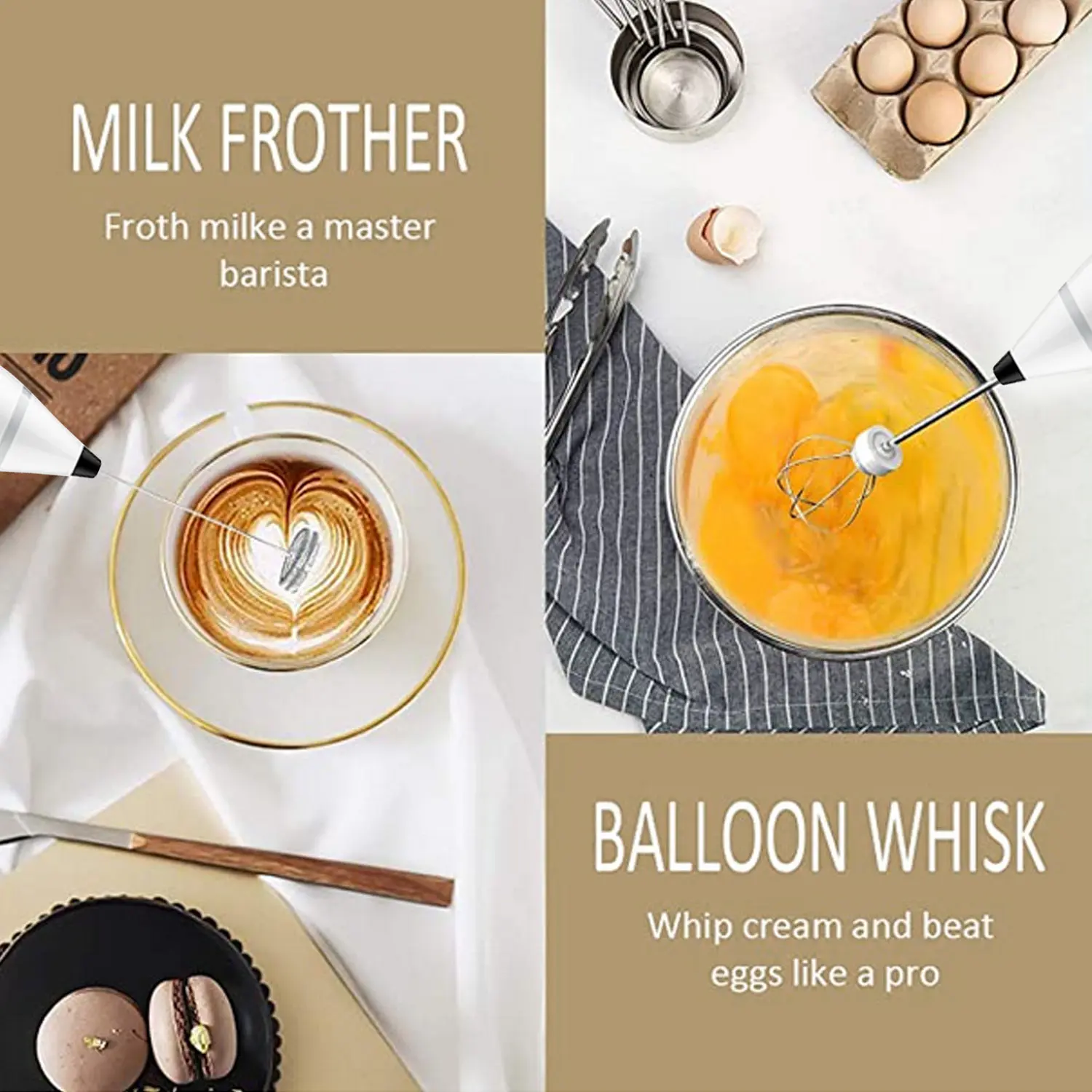 Behogar Electric Milk Frother USB Rechargeable 3 Speed Handheld Coffe Creamer Foam Maker Foamer Egg Mixer Beater for Home | Дом и сад