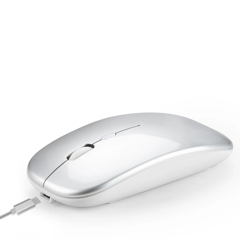Silver Беспроводная мышь, компьютерная Bluetooth мышь, бесшумная компьютерная мышь, перезаряжаемая эргономичная мышь, 2,4 ГГц, USB, оптическая мышь для ноутбука, ПК - Цвет: Silver
