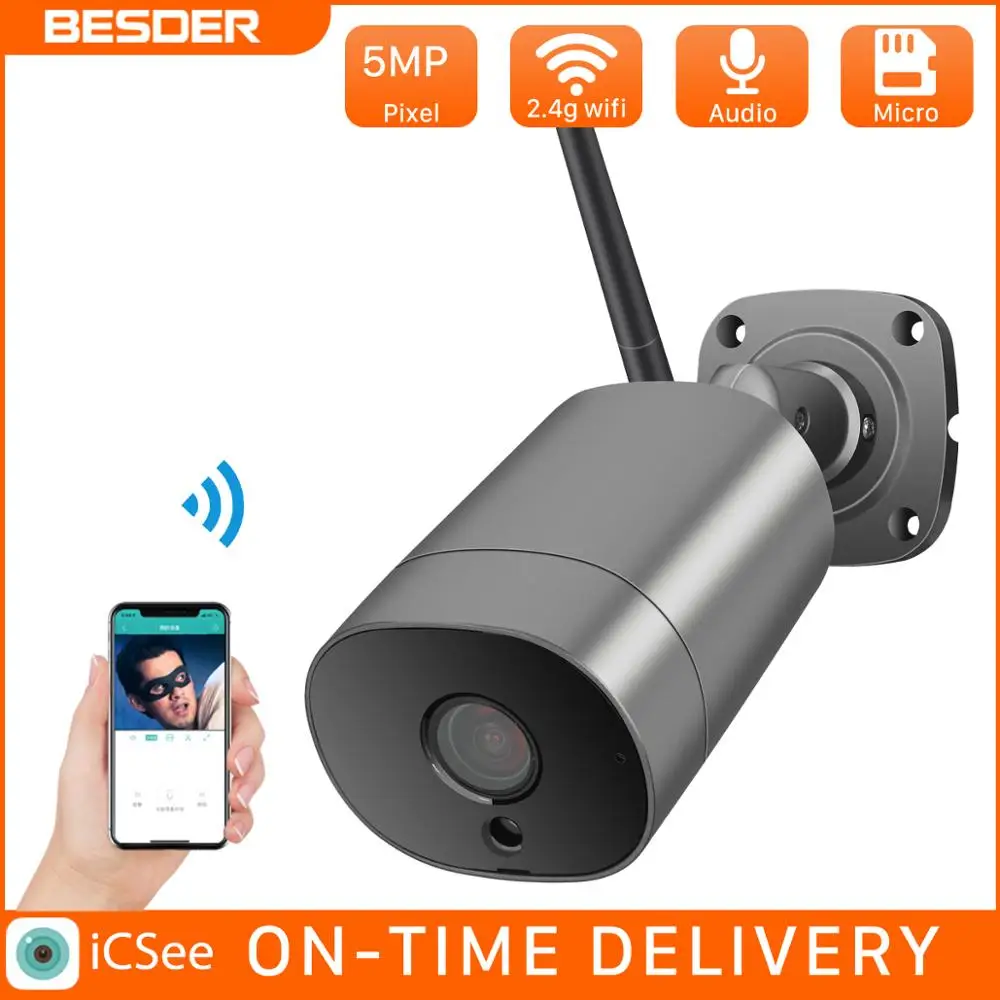 BESDER H.265 на открытом воздухе Wi Fi 5MP 2MP IP камера с двухканальным аудио Камера IP66