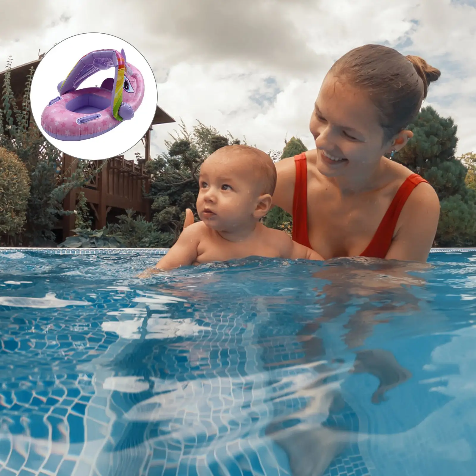 

1pc Swim Ring Pad with Shed and Grips Premium Animal Shape Floating Ring Mat for Child