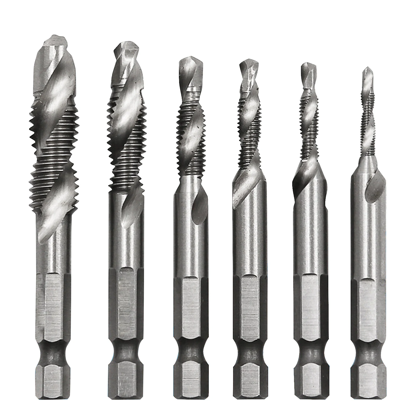 

6PCS HSS Tap Drill Bit Set M3-M10 Hexagon Shank Manual Drill Bit for Quickly Drill Tap Deburr Countersink HouseholdDrill Bit