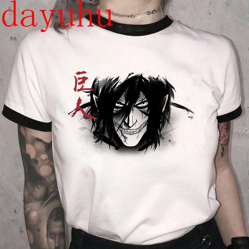 Футболка женская Kawaii атака на Титанов в стиле аниме хип-хоп | Женская одежда