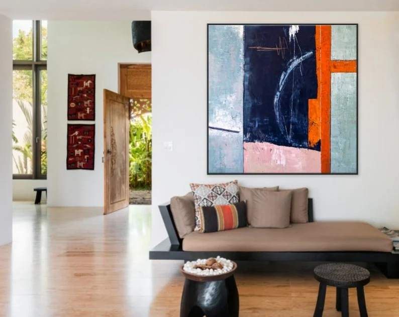 

Composition A Wall Art Blue Expressionism Modern Painting Wall Art On Canvas Original Large Acrylic Canvas Abstract Painting