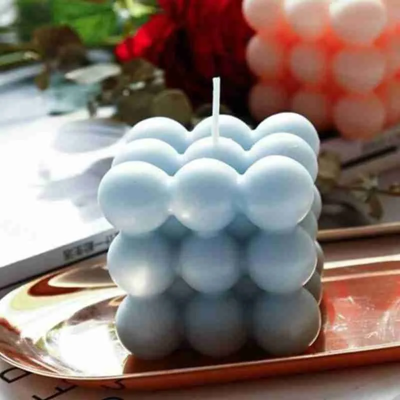 

1pc Cube Wax Fragrance Candle Creative Rose Scented Candles Home Geometric Decoration Cube Wax Fragrance Candle