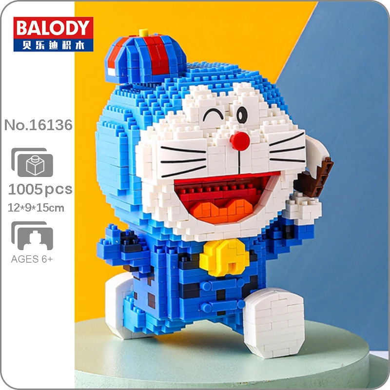 

Balody 16136 Anime Doraemon Cat Robot Animal Pet Hat Fan Model DIY Mini Diamond Blocks Bricks Building Toy for Children no Box