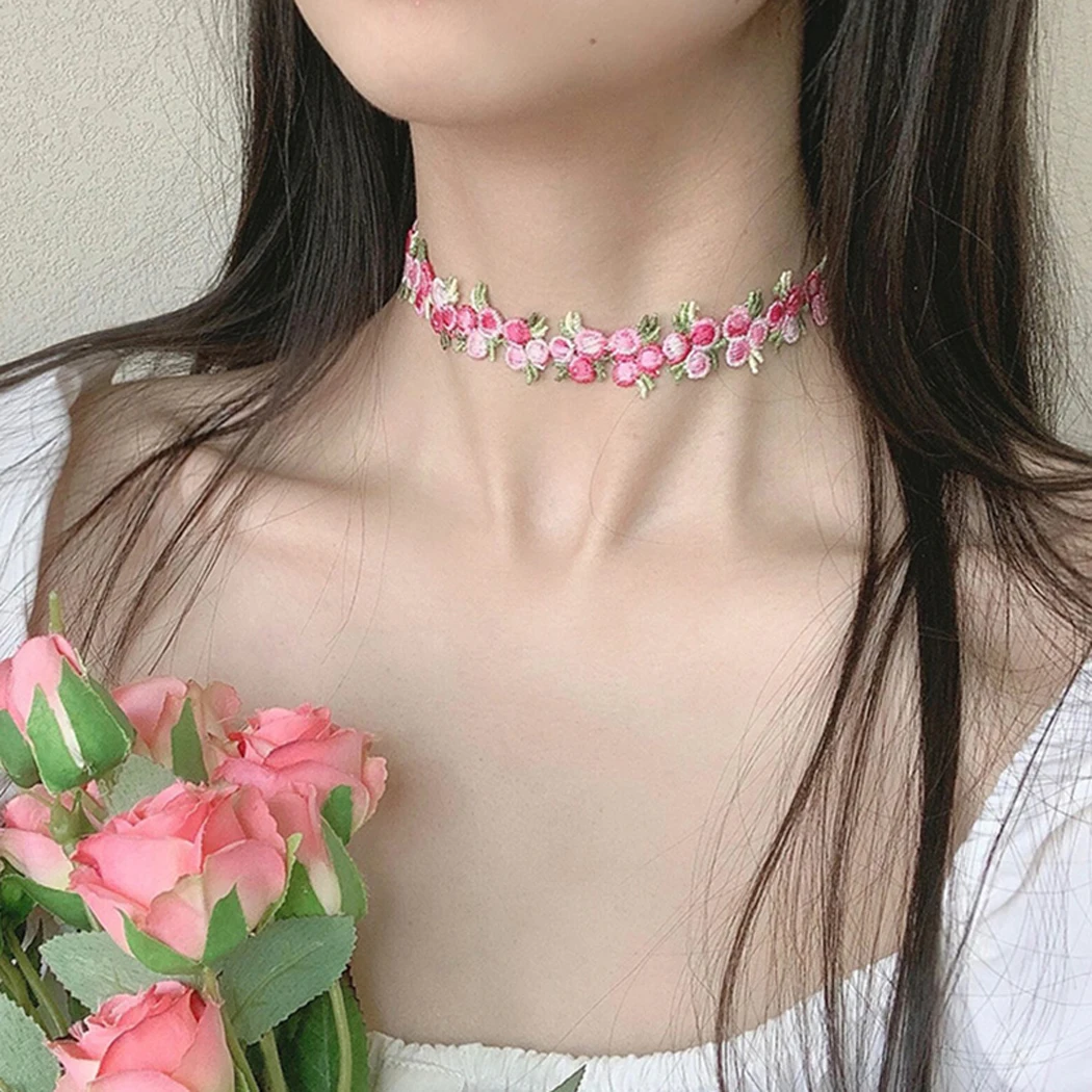 Женское весеннее ожерелье розовое вязаное с розами украшение для праздника 2020 |