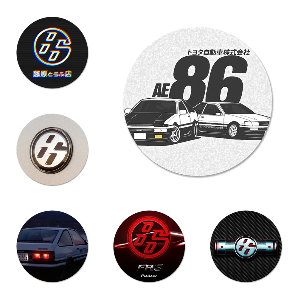 car Racing GT86 AE86 Badge Brooch Pin Accessories For Clothes Backpack Decoration gift 58mm