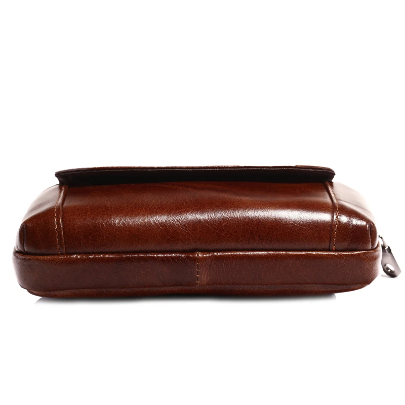 Genuine Leather Men Hip Bum Belt Purse Designer Male Fanny Pack 6.5" Mobile Phone Pouch Small Men's Waist Bags Travel Cowhide