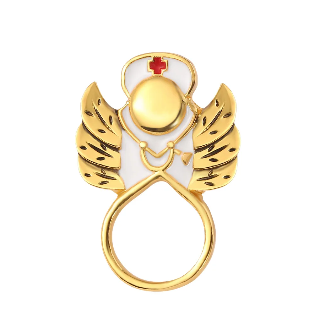 

New Fashion Nurse Brooch Angel's Wings Red Cross Frame Brooch Doctor Ornament