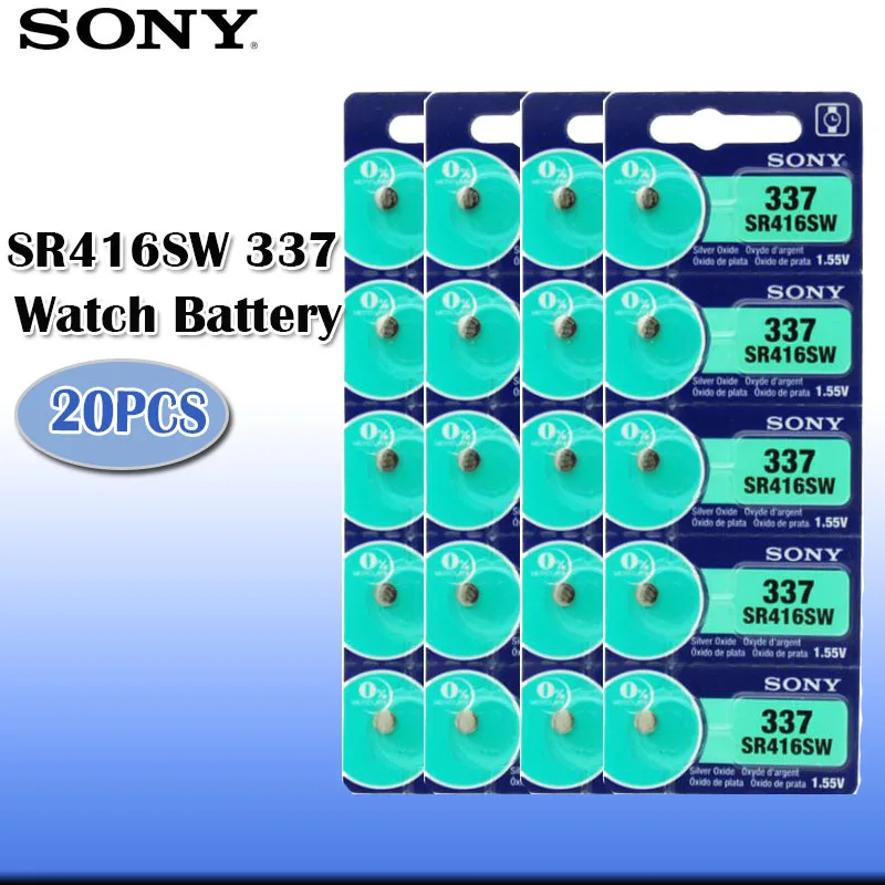20 шт./партия sony 100 1,55 V 337 SR416SW серебро оксид часы батарея 337 SR416SW Кнопка монета ячейка Сделано в Японии 0% Hg
