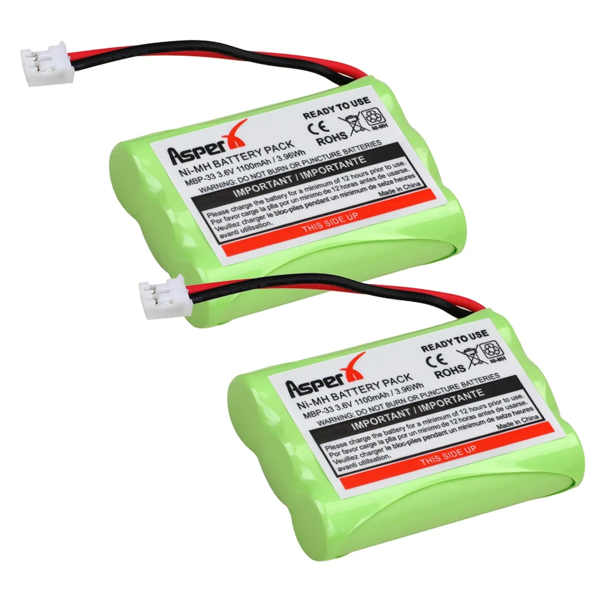

AsperX 3.6V 1100mAh Replacement Batteries for MBP36, MBP27T, MBP33, MBP33S, MBP33PU,MBP36, MBP36S, MBP36PU Baby Monitor Battery