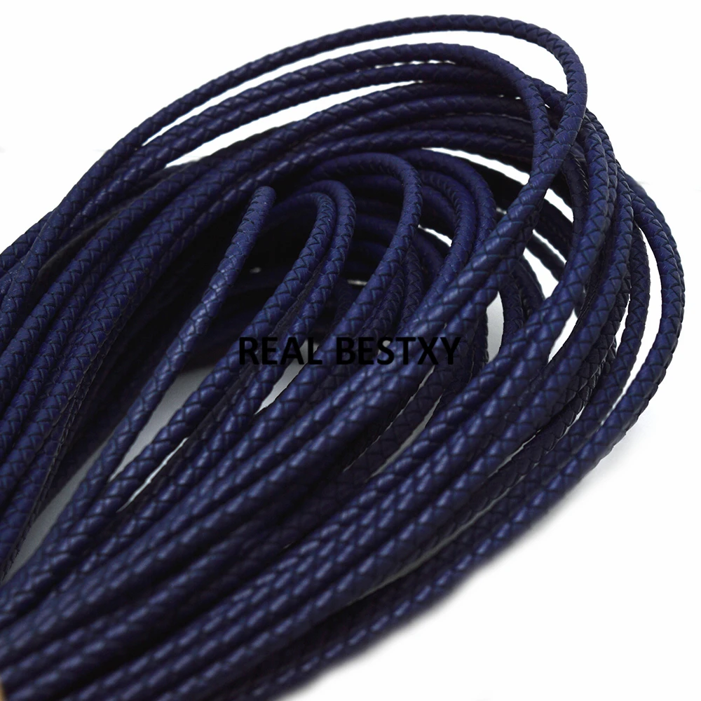 2 м/лот около 3 мм круглый плетеный кожаный веревочный шнур для самостоятельного