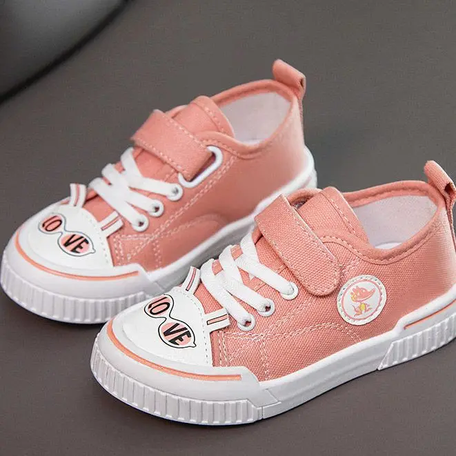 

2021 Boys and Girls Canvas Shoes Korean Version Breathable Single Shoes Spring and Autumn New Cartoon Non-slip Casual Shoes
