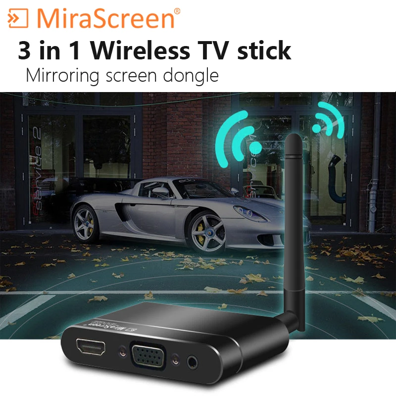 MiraScreen TV stick 3 в 1 HDMI + VGA AV беспроводной full HD 1080P дисплей Dongle приемник WiFi Miracast Airplay DLNA