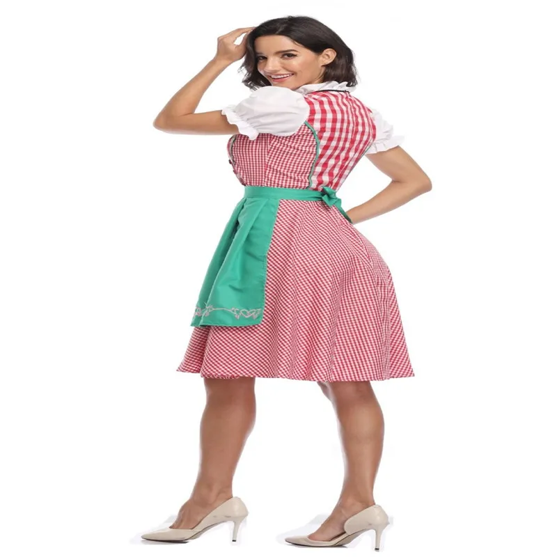 

Women's Role Play Dress Ethnic Customs Lovely Girl Style Bubble Sleeve Dress Apron Ribbon Beer Dress Banquet Maid Fun Dress