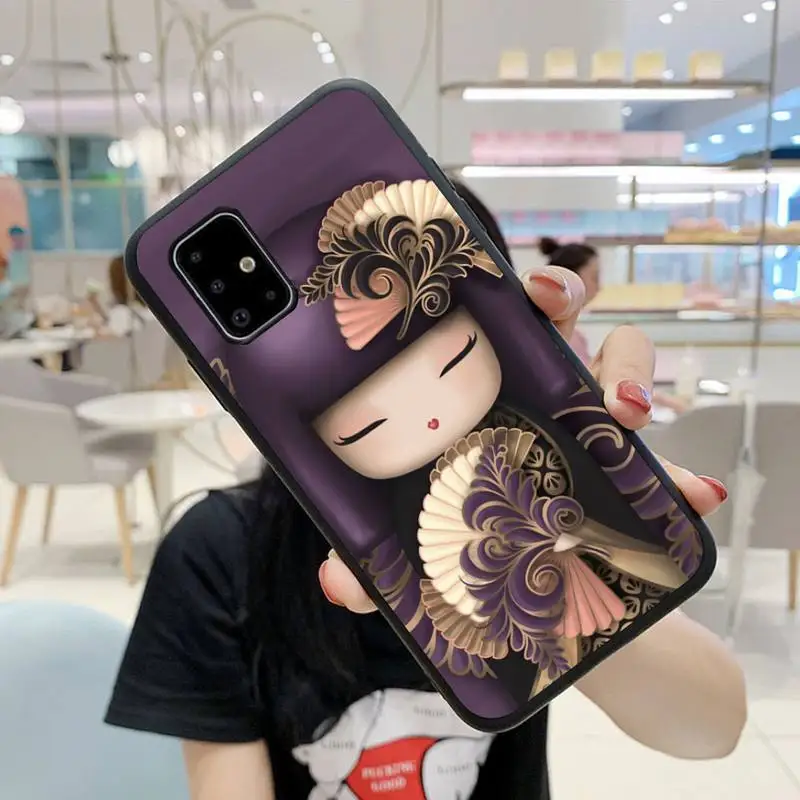 

kawaii Japanese Kokeshi doll Phone Case For Samsung S5 S6 S7 S8 S9 S10 S20 S21 Edge Plus E Fe Lite Cover