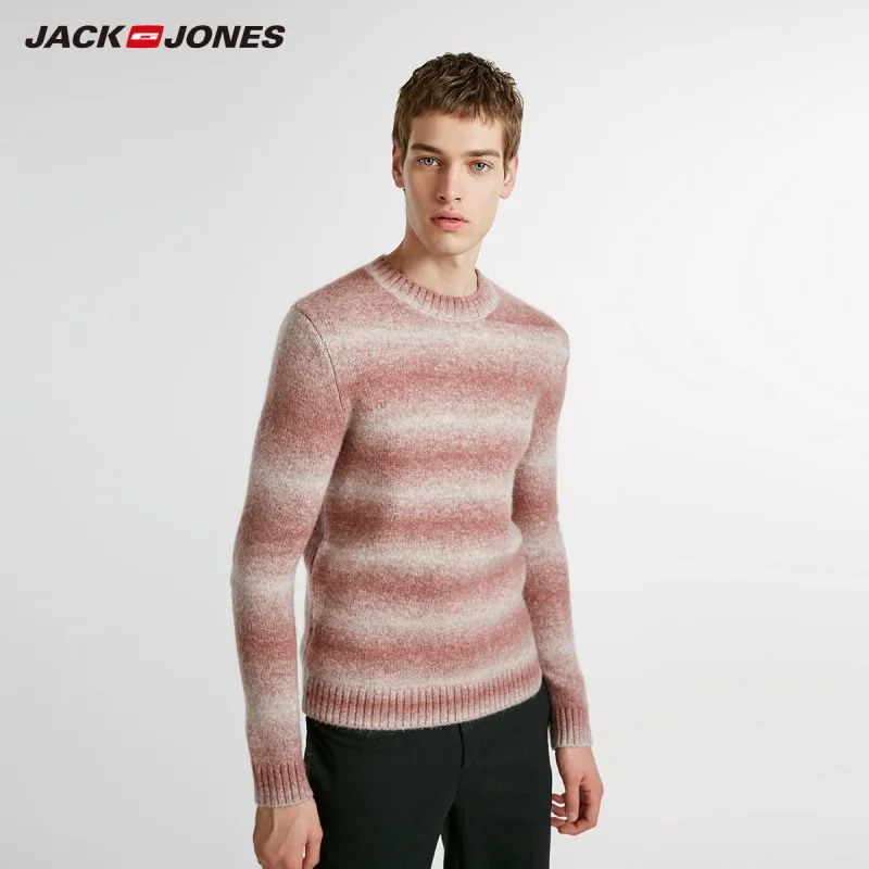 Мужской мохеровый свитер JackJones базовый пуловер с контрастной вставкой
