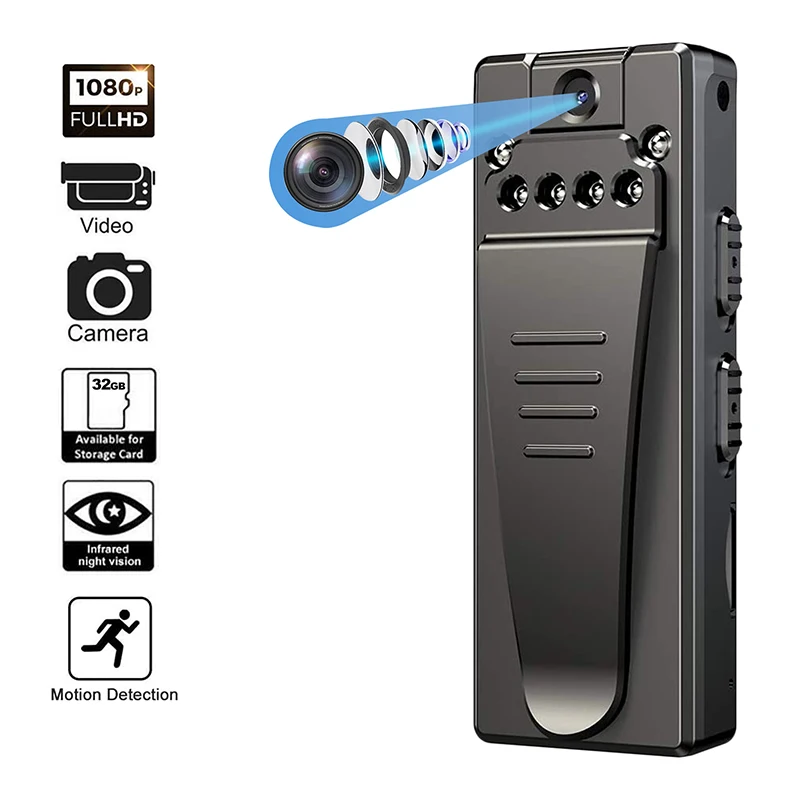 

Mini Body Camera HD 1080P Video Recorder Nanny Small Cam Tiny Camera Motion Detection Wireless Micro Camcorder for Home Office