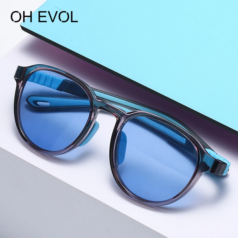 Детские солнцезащитные очки OH EVOL, 2021, модные голубые прозрачные очки TR90, высококачественные солнцезащитные очки для мальчиков и девочек, по...