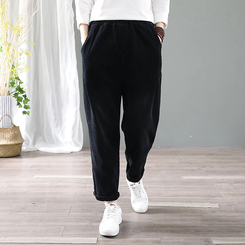 Осенние женские брюки из хлопка Вельветовые Свободные повседневные YoYiKamomo |