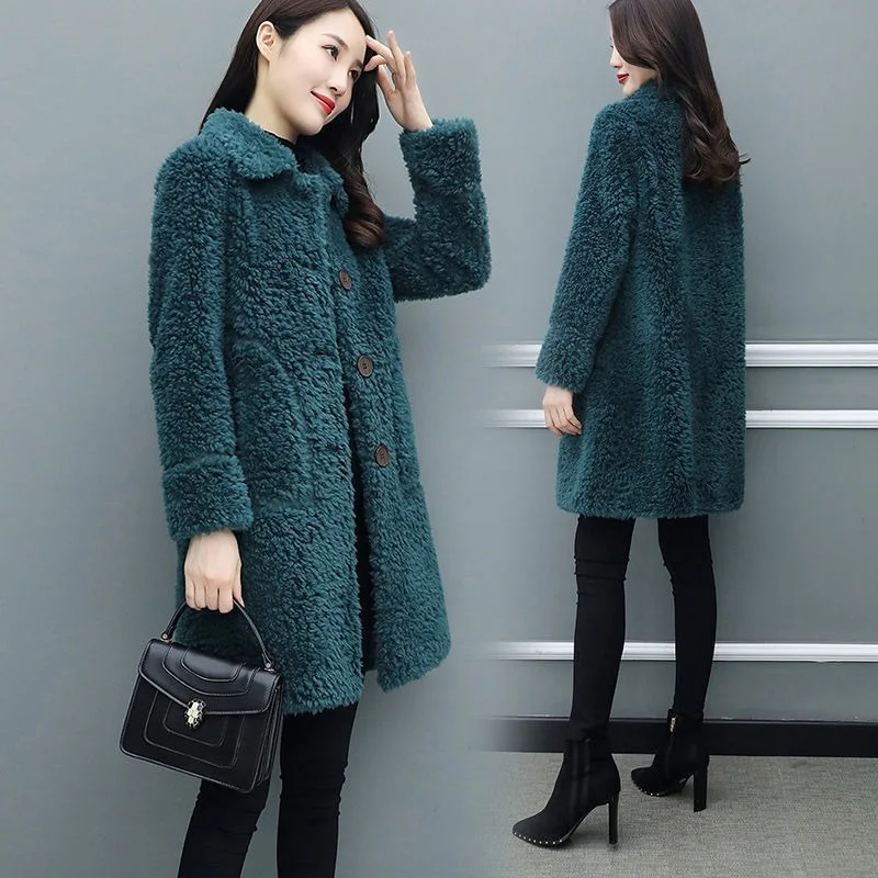 Wool Fur Jacket Real Sheep Fur Coats Winter Coat Women Clothes 2023 New Fashion Medium-long Long Sleeve Thick Warm Coat X71