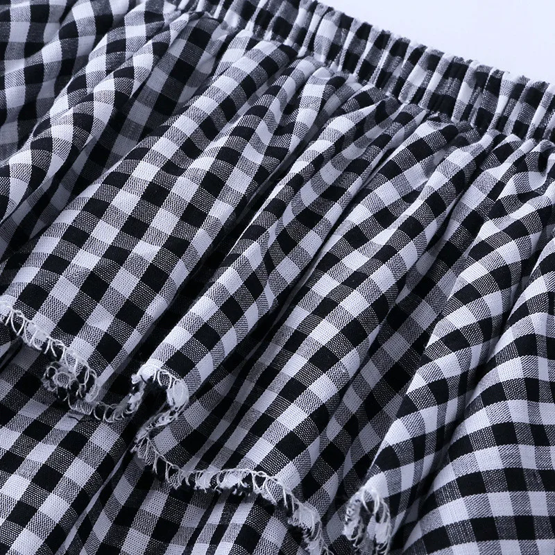 Детские шаровары в клетку с цветочным принтом Повседневные детские милые