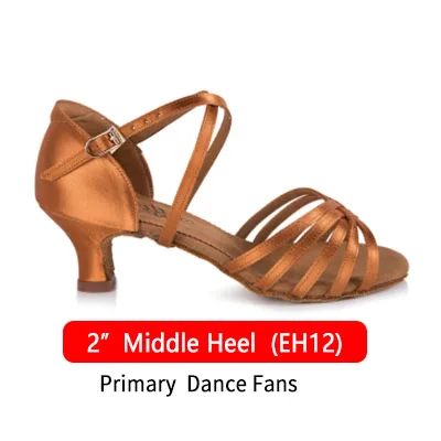 EH12 Heel Dark Tan Новинка; женская обувь для латинских танцев; BD; коллекция 216 года; атласные сандалии; женская обувь для латинских танцев; обувь на высоком каблуке с мягкой подошвой; прямой каблук; стразы; Пряжка - Цвет: EH12 Heel Dark Tan