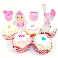 24pcslot baby care theme decoration cupcake toppers birth party feeding bobaby shower supplies girls kids favors cake picks