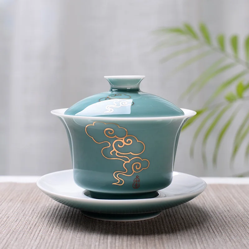 

150ml KungFu Tea Set Advanced Obsidian Tea Tureen,Chinese Kung Fu Flower Gaiwan Puer Kettle,Teapot lovers must have