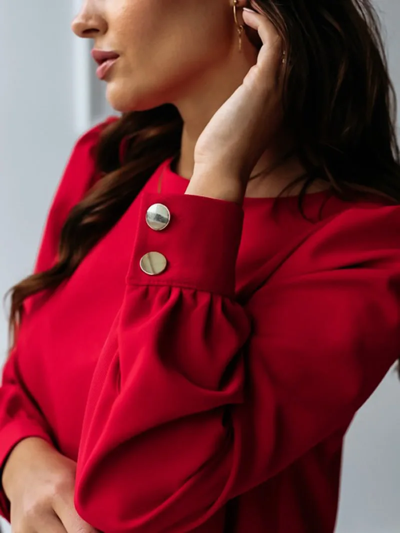 

Plus Size Dress Buttons Up Patchwork Dress Solid Office Lady's Elegent Retro Party European American Style Vestidos De Festa