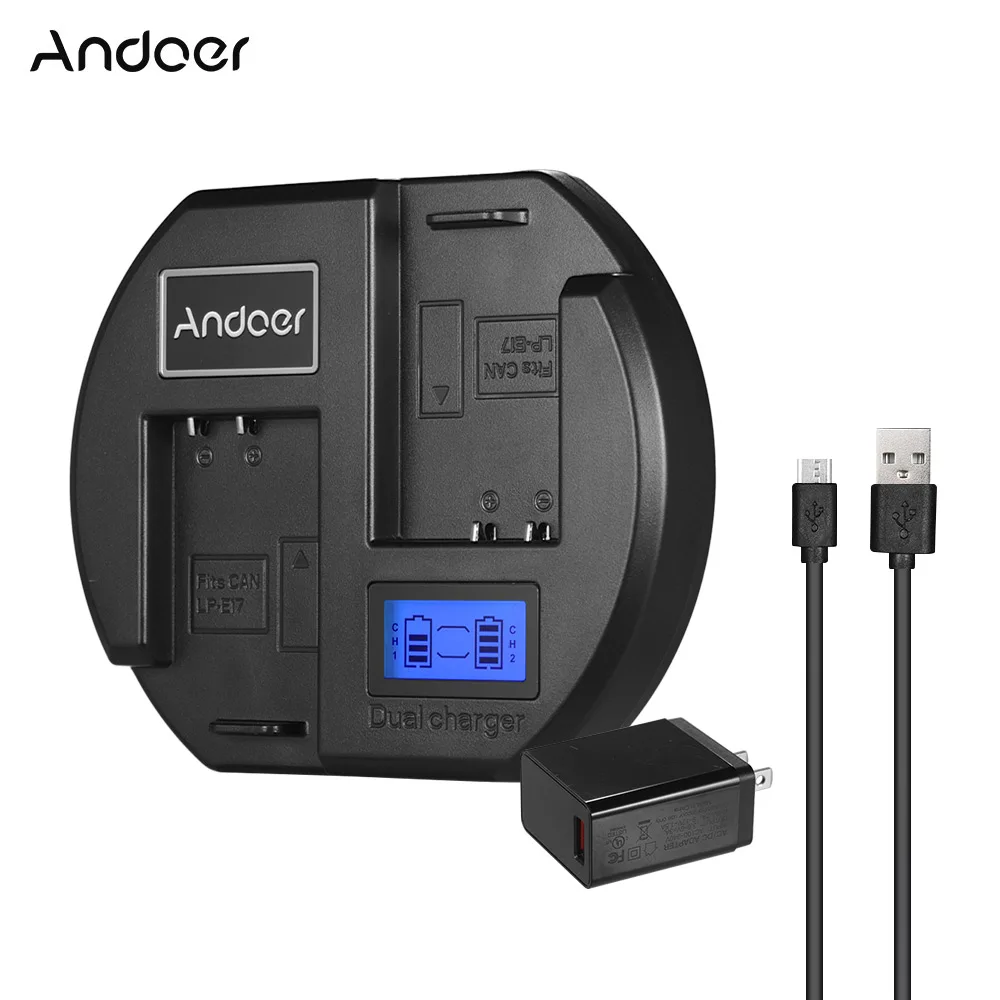 Быстрое зарядное устройство Andoer Двухканальное для камеры с американским