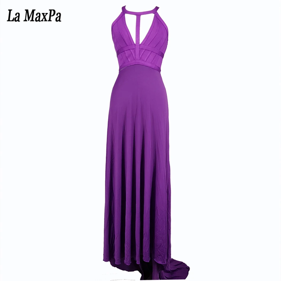 2020 летнее Сексуальное Женское фиолетовое Макси Новое длинное платье клубный
