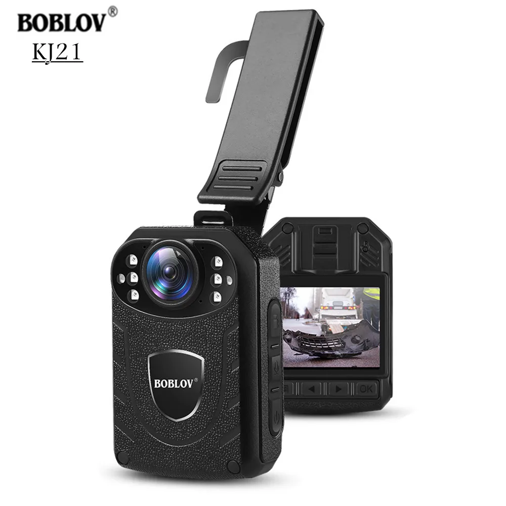 

BOBLOV KJ21 Body Camera LCD Screens 64GB Body Mounted Camera 1296P Police Body Camera 10 Hours Recording Time Night Vision Cam