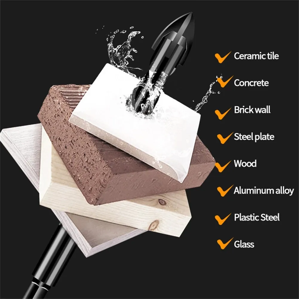 

8PCs/set Hexagonal Handle Cross Alloy Ceramic Four-Blade Drill Bit Drill Vitrified Brick Ceramic Tile Glass Alloy Drill Bit Tool