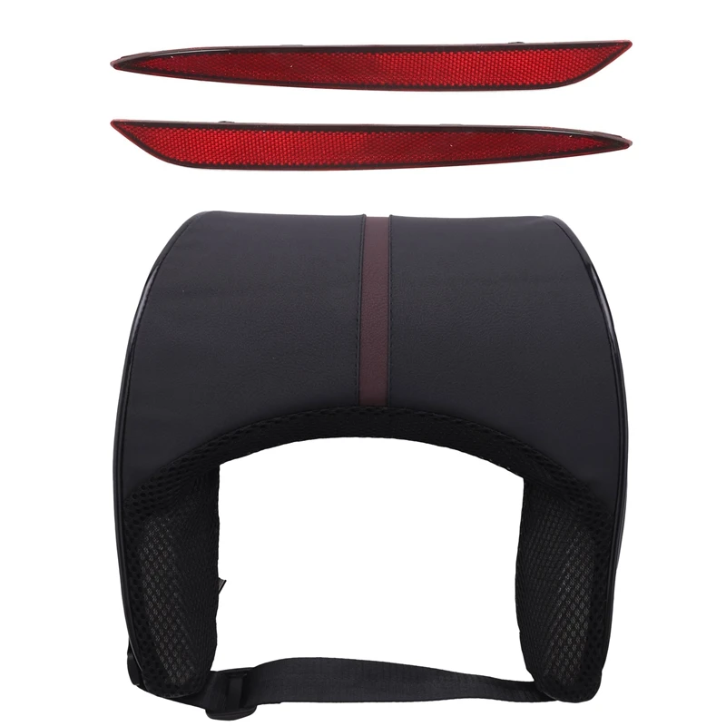 

1 Pcs Leather Auto Car Neck Pillow Memory Foam Pillows & 1 Pcs LED Car Rear Bumper Reflector Light Driving Brake Lamp