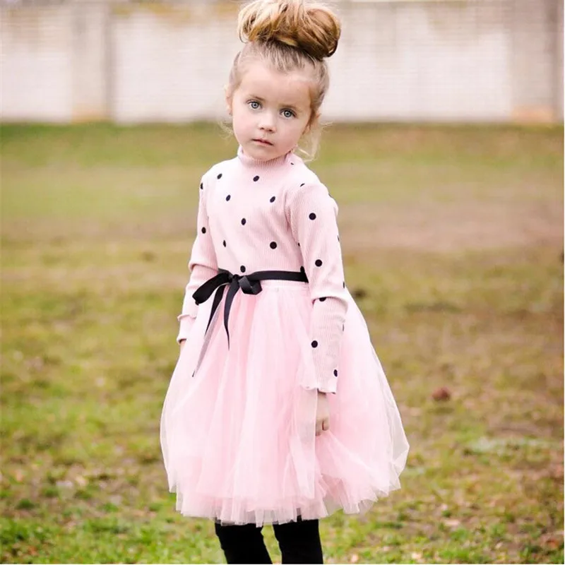 Осенне-зимние вязаные платья для маленьких девочек детское рождественское