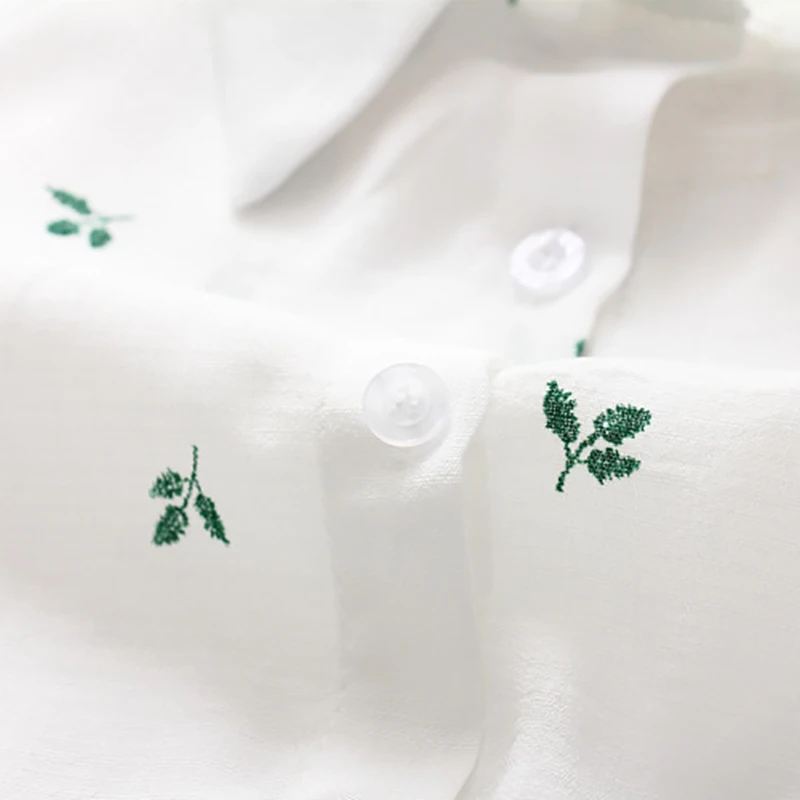 

Girl 2019 Summer Women Blouse Wild Vintage Embroidery Casual Loose Long Sleeve Lapel Blouse blusas mujer de moda