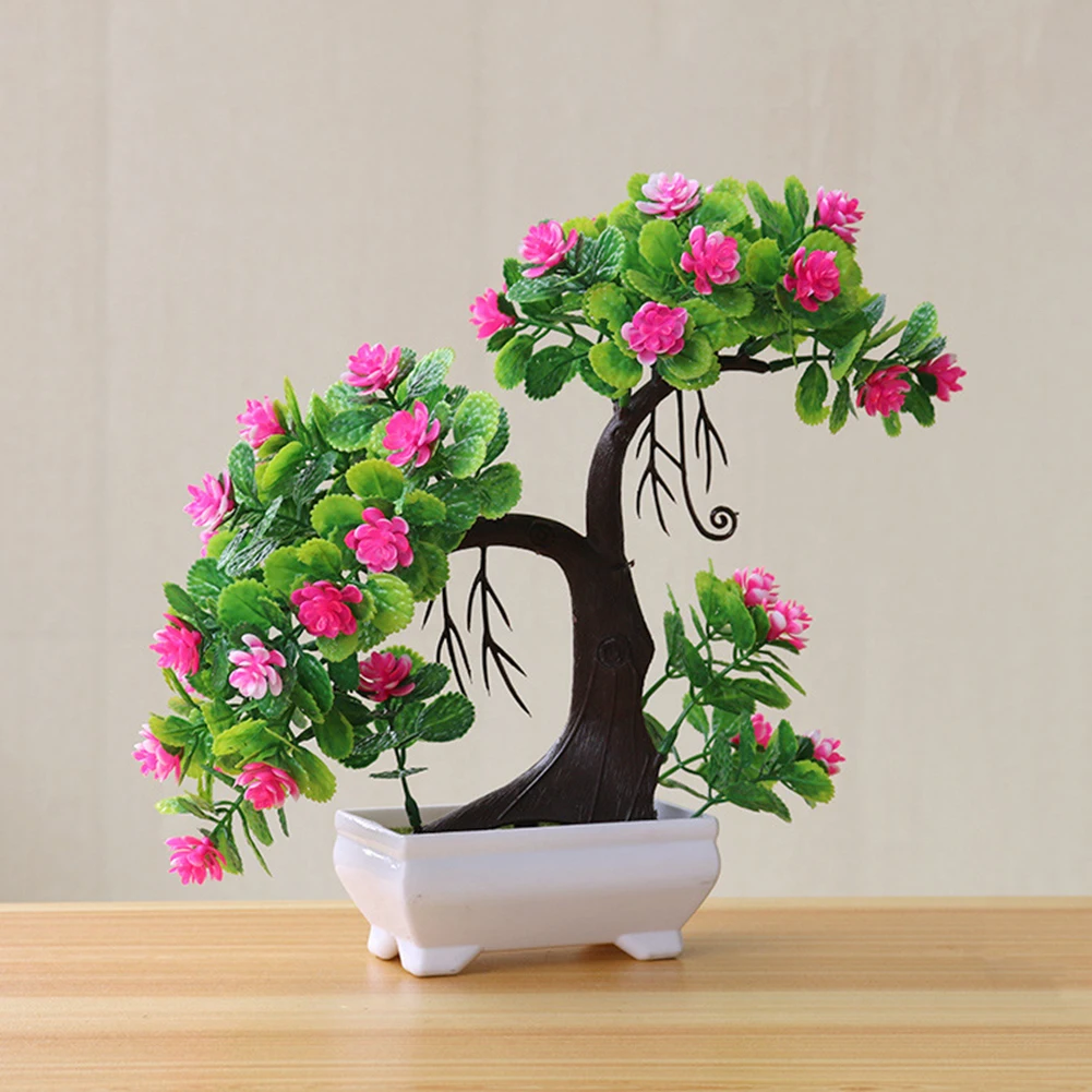 4 Hotel Office Bonsai Potted Decoration Artificial Plants Small Tree Home Fake Flower Wedding Ornaments Garden Display Desktop - Цвет: 4