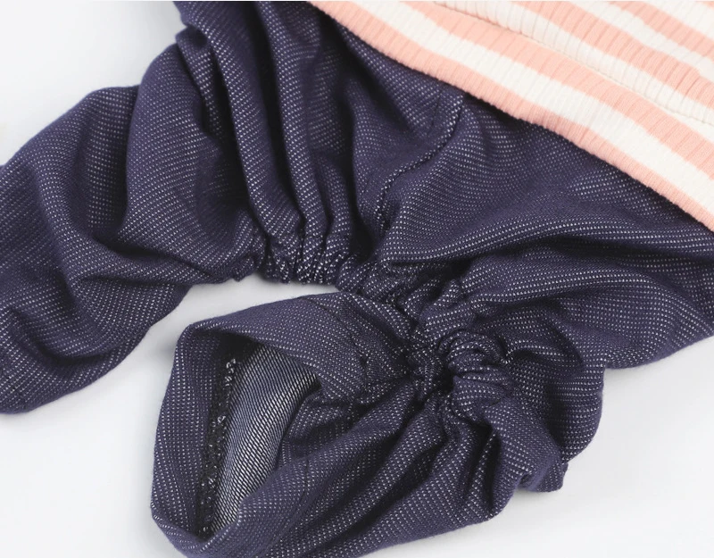 Cute Animals Pet Clothes Dog Outfit For Small Medium Dogs Pajamas Stripe Four-legged Jumpsuit Denim Pants Puppy Costume 10E | Дом и сад