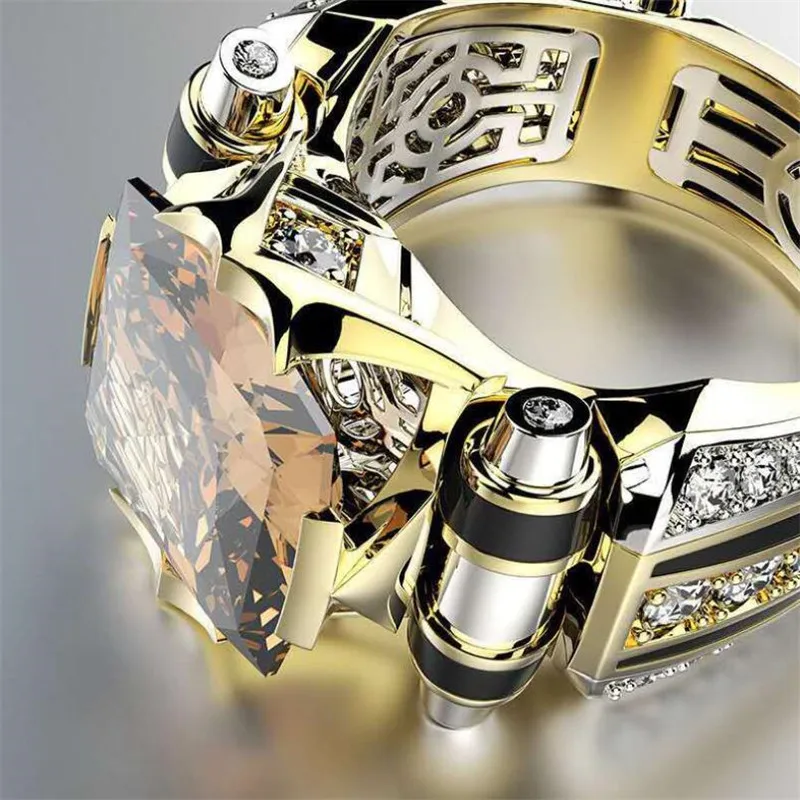 

Trendy fashion exquisite color separation men domineering black zircon geometric square ring business anniversary holiday gift