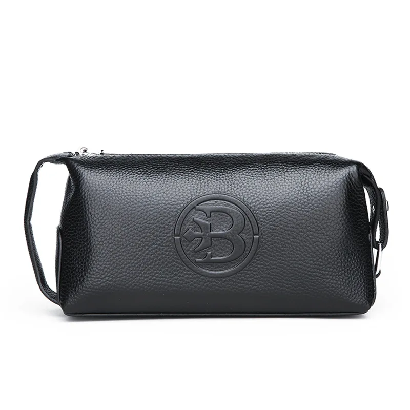 Top Layer Cowhide Men's Handbag New Design Day Clutch Male Business Travel Bag Wash Bag Big Capacity  Casual Bag for Man