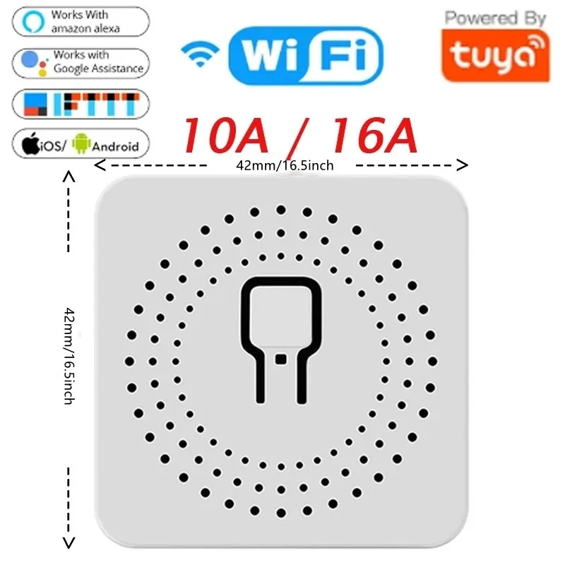 

Смарт-выключатель Tuya Smart Life, 10 а/16 А, с поддержкой Wi-Fi