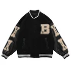 Мужская бейсбольная куртка в стиле хип-хоп, куртка-бомбер в стиле пэчворк с пушистыми вставками, Мужская Уличная одежда в стиле Харадзюку, куртка-бомбер унисекс, новинка 2021